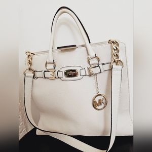 NWT New Authentic Michael Kors Shoulder Bag Hamilton Tote cream